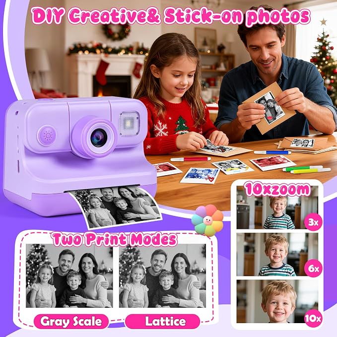 Kids Instant Print Camera with Carrying Bag, 1080P HD Digital Camera - Image 5