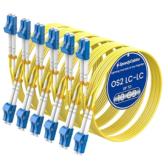 SpeedyCables- 1M-6Pack OS2 LC to LC Fiber Patch Cable, 1G/10Gb Duplex 9/125um by SpeedyCables