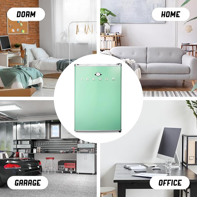 ICEBOX 2.5 Cu. Ft. Compact Refrigerator, ENERGY STAR Certified Small Refrigerator, Single Door Mini Fridge with Chiller Compartment, R600a Refrigerant, IBCR25MNT, Mint Green - Image 5
