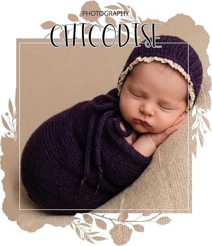 Newborn Photography Props Wraps & Ruffle Edge Bonnet - Image 3