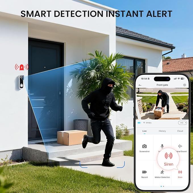 ieGeek Doorbell Camera Wireless No Subscription, 2K 3MP HD View, 2-Way Talk - Image 2