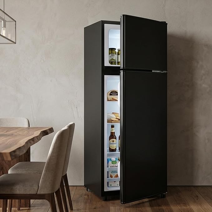 3.2 Cu.Ft Mini Fridge with Freezer, 2 Door Small Refrigerator with Adjustable Thermostat Energy-efficient Low Noise, Compact Fridge for Bedroom, Office, Dorm, Matte Black - Image 8