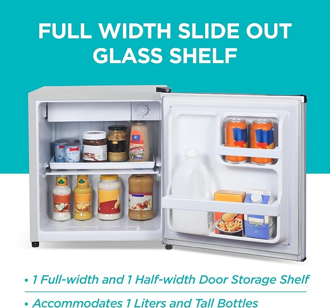 BLACK+DECKER 1.7 Cu. Ft. Compact Refrigerator, BCRK17V, Stainless Look | Energy Star Certified, Single Door Mini Fridge with Chiller Compartment, Personal Fridge for Home or Dorm, R600a Refrigerant - Image 5