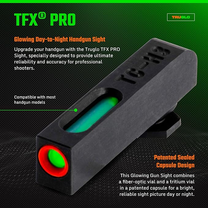 Truglo TFX PRO Handgun Sight, Glowing Shock Proof Tritium and Fiber Optic Night - Image 2