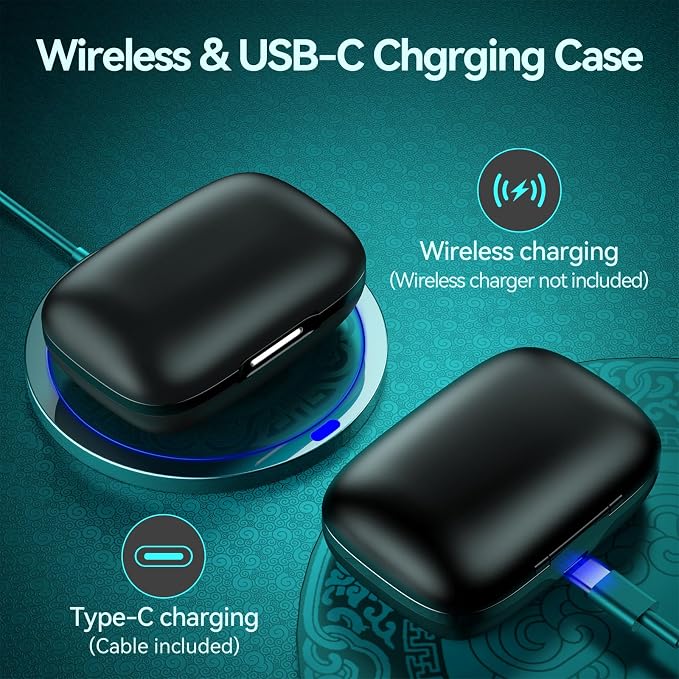 Active Noise Cancelling Ear Buds Wireless Earbuds 80H Playtime Bluetooth Headphones with LED Display Case, Hi-Res Audio Clear Calls Earphones with Over Ear Hooks for Running Gym Workout Travel Black - Image 7