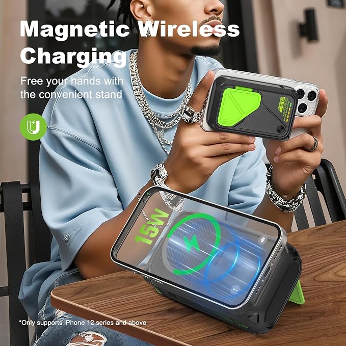 P05 Portable Charger, Magnetic Power Bank, Small Wireless PowerBank, Battery Pack 20000mAh Travel Essentials Fast Charging With Built in Cable, Foldable Wall Plug for iPhone,Samsung,Andriod - Image 3