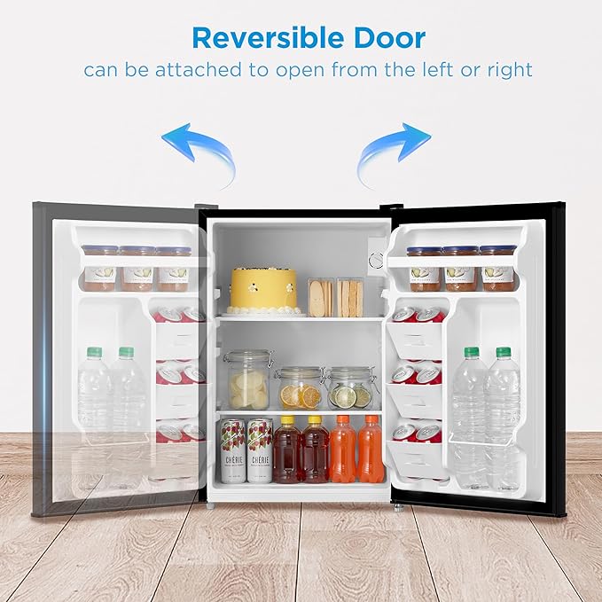 Midea 2.7 Cu.ft Mini Fridge, Energy Star Certified, Low Noise for Office | Adjustable Thermostat, Reversible Door,Ideal for Dorm, Office, Black - Image 6