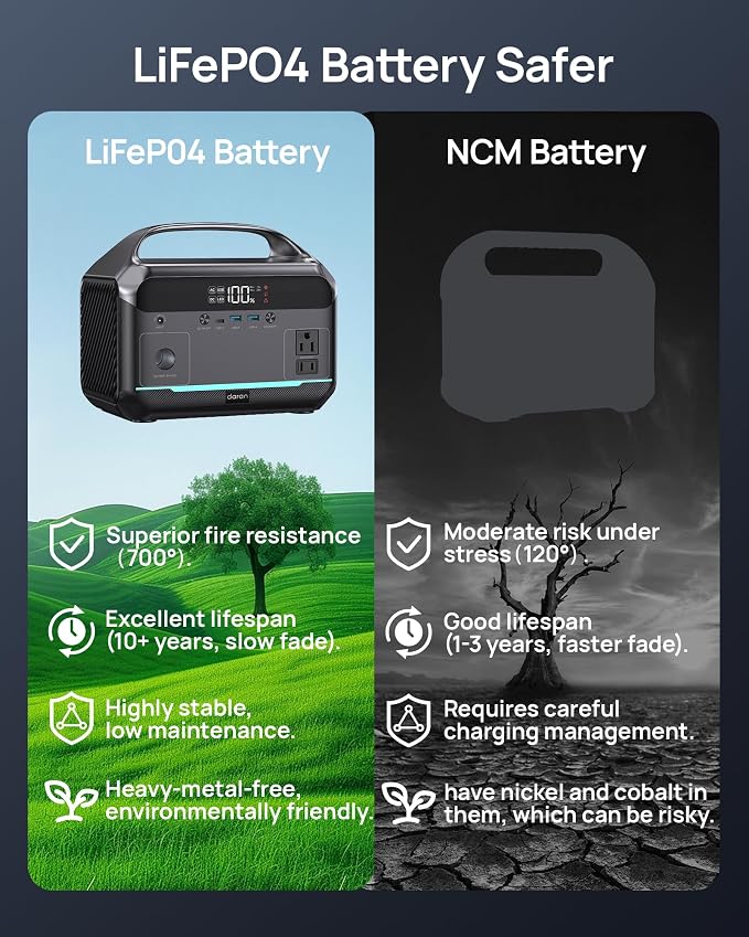 DARAN Portable Power Station 350W (600W Surge), Solar Generator 288Wh(90,000mAh) LiFePO4 Battery Backup with AC Outlets, 7-Port Design Power Bank for Camping, Hurricane Emergency RV - Image 9