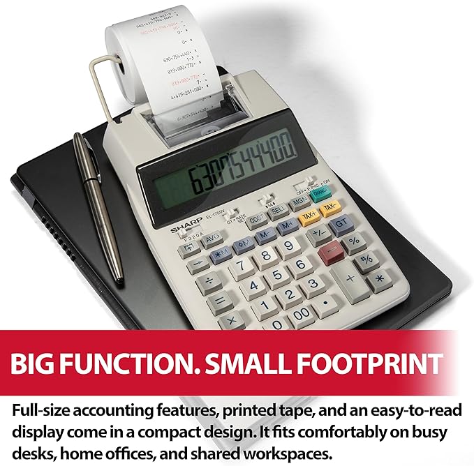Sharp EL-1750V Two-Color Printing Calculator 2 Lines/Sec 3" Black/Red - Image 5