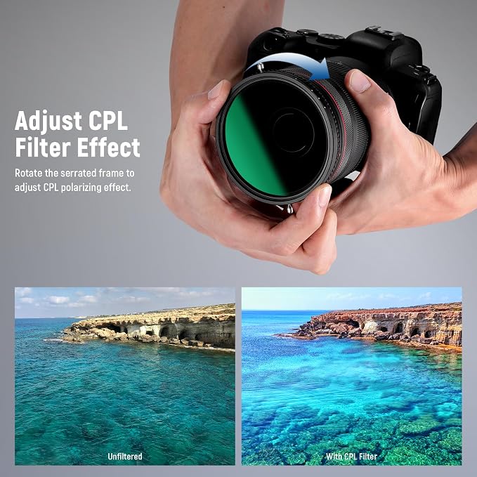 NEEWER 2 in 1 62mm Variable ND Filter ND2–ND32&CPL Filter No X Cross/30 Layer - Image 3
