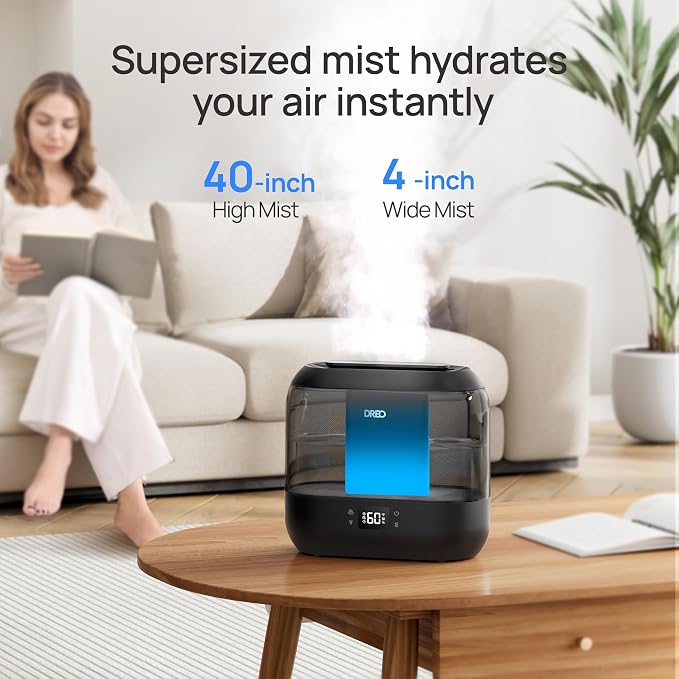 Dreo Smart Humidifiers for Bedroom, Top Fill 4L Supersized Humidifier Large Room with 28 dB, 36H Runtime, Touch/APP/Voice Control, Nightlight, Cool Mist Humidifiers for Baby, Plants, Indoor, Black - Image 5