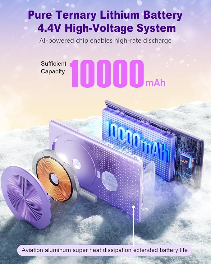 Kesguar Magnetic Portable Charger, 10000mAh 22.5W PD Super Fast Charging Wireless Power Bank. Ultra-Strong Magnet, USB C in&Out Battery Pack for Magsafe, iPhone 17/16/15/13/12 Pro Series - Image 3