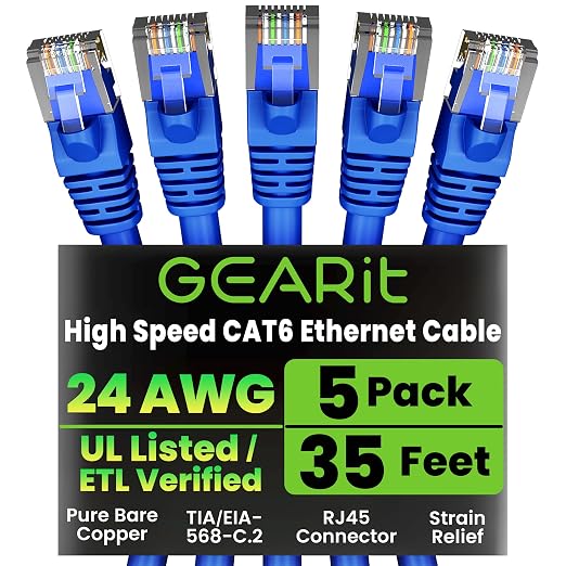 GEARit Cat 6 Ethernet Patch Cable 35 ft Blue by GEARit
