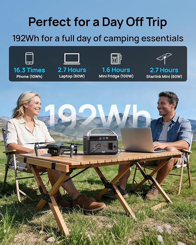 DaranEner Portable Power Station, 192Wh LiFePO4 Battery Backup w/2 300W (Surge 600W) AC Outlets, 2H Fast Charging, Power Bank for Hurricane Emergency/Home/Outdoor Camping/RVs Use - Image 5