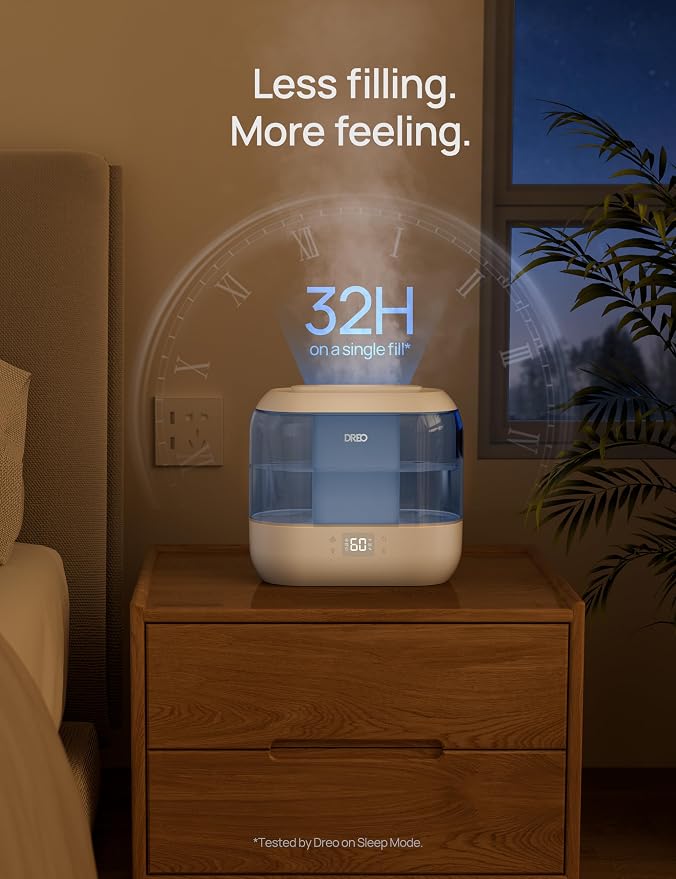 Humidifiers for Bedroom - DREO Quiet (4L Water Tank) Cool Mist Top Fill Essential Oil Diffuser for Home, Smart App & Voice Control, Rapid Ultrasonic Humidification Baby Nursery and Plants, Blue - Image 7