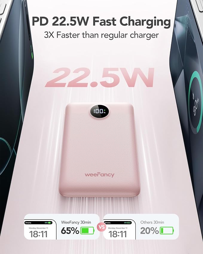 Mini Portable Charger with Built-in Cables 22.5W Fast Charging Power Bank USB-C Small Battery Pack 10000mAh Travel Essential Slim Battery for iPhone 17/16/15/14, Samsung 25/24, and More - Image 3