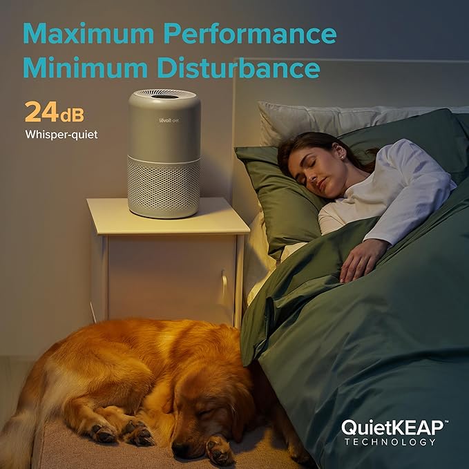 Levoit Air Purifier for Home Pets, Large Room Bedroom, AHAM VERIFIDE | HEPA Sleep Mode, Efficient Filter for Pet Dander, Odors, Captures Smoke, Dust, Pollen, Pet Lock, Core P350-P, Grey - Image 5
