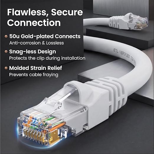 GEARit Cat 6 Ethernet Patch Cables 4 ft White, High Speed 24AWG 10Gbps RJ45 - Image 4