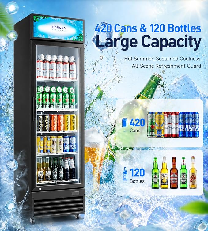 BODEGACOOLER Beverage Refrigerator, 12.5 Cu.Ft. Commercial Glass Door Fridge – Holds 420 Cans, Perfect for Game Day Watch Party & Summer BBQ, Drink Cooler for Home Bar, Patio, Garage, Man Cave - Image 4