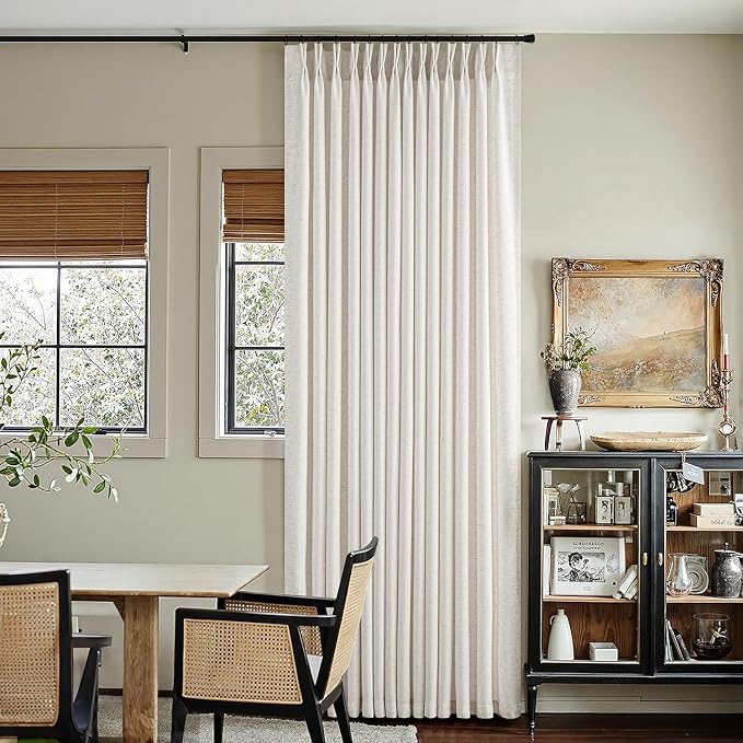 Memory Trained Pinch Pleated Curtains 90 Inches Long, Viral Linen Pinch Pleat by ANRODUO