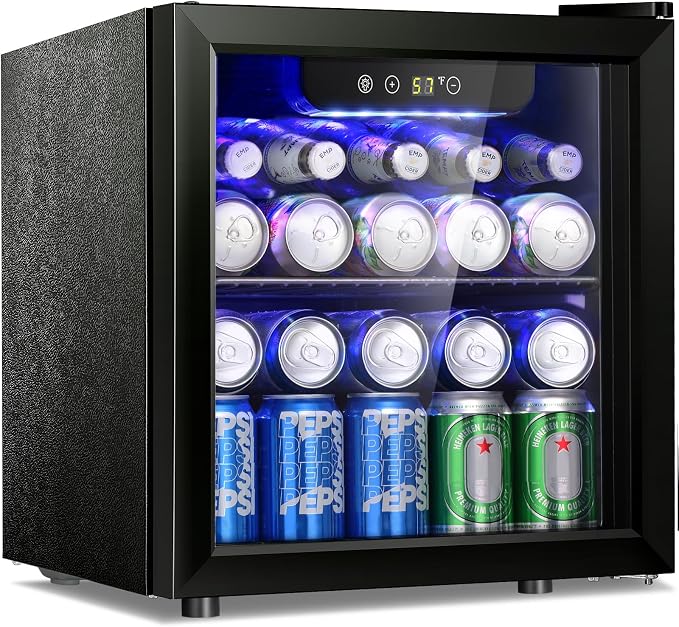 Antarctic Star 12 Bottle/48 Can Beverage Refrigerator, Wine Cooler/Cabinet, Mini Drink Fridge, Clear Front Glass Door Counter Top Red Cellar Beer Soda Bar Quiet Compressor Freestanding 1.3 cu.ft. | 12 Bottle 48 Can capacity, Low Noise Clear Glass Door,... by AntarcticStar