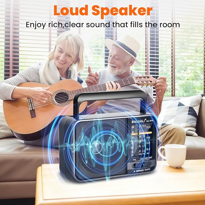 Solar-Powered Portable Radio, AM/FM/SW Radio with Loud Speaker, Built-in Rechargeable Battery and USB-C - Emergency Radio for Outdoor, Camping, Travel, Storms and Power Outages (Model BJL-671-Solar) - Image 6