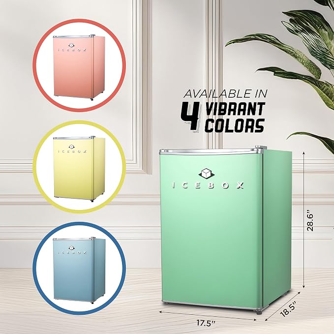 ICEBOX 2.5 Cu. Ft. Compact Refrigerator, ENERGY STAR Certified Small Refrigerator, Single Door Mini Fridge with Chiller Compartment, R600a Refrigerant, IBCR25MNT, Mint Green - Image 6
