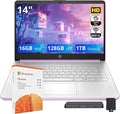 HP Stream 14" HD Student & Business Laptop, Intel Processor N150, 16GB RAM, 1.12TB Storage (128GB UFS + 1TB Docking Station), Intel Graphics, 1 Year Office 365, Wi-Fi 6, Win 11, Purple by HP