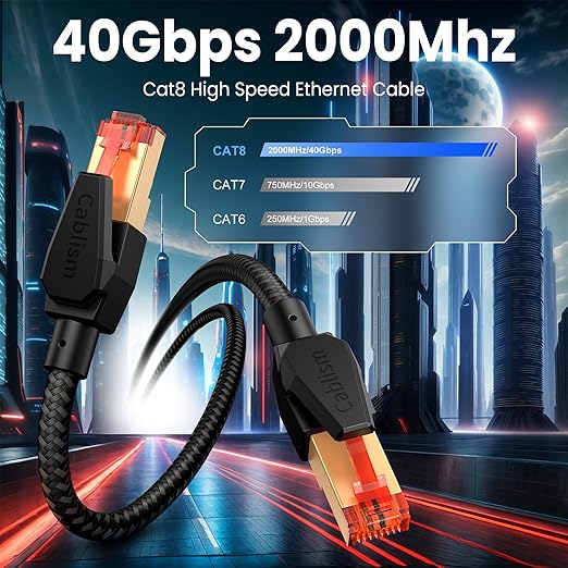 10 FT-2Pack Cat 8 Ethernet Cable Short, Heavy Duty High Speed LAN Network Cable - Image 2