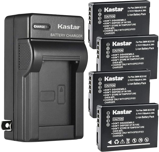 Kastar 4-Pack DMW-BCG10 Battery + AC Wall Charger Replacement by Kastar
