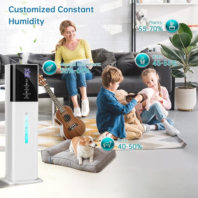 Humidifiers Large Room Bedroom with 7 Colors Light,Honovos 8L 2.1Gal Quiet Ultrasonic Cool Mist Topfill Humidifier with 360° Nozzle 3 Speed Humidistat Essential Oil Tray for Baby Home Plant Yoga Sleep - Image 9