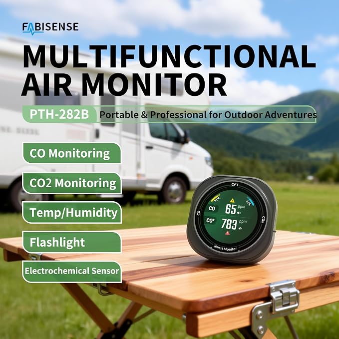FABISENSE Smart Carbon Monoxide Detector, Portable Air Quality Monitor - Image 2