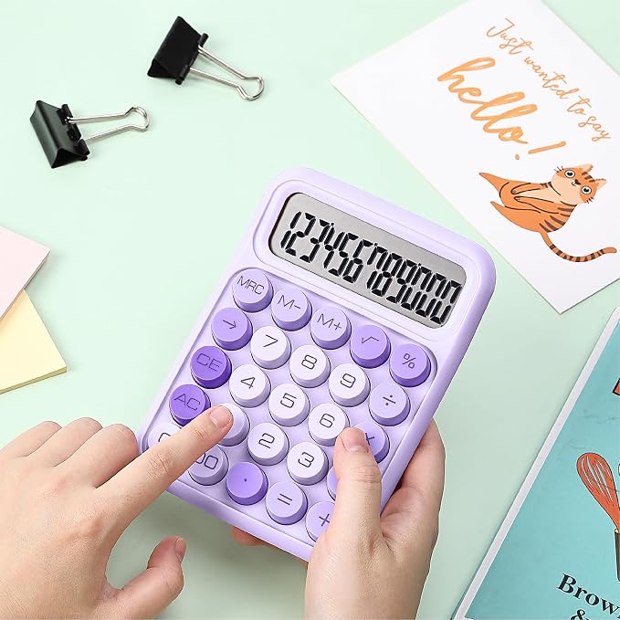 Mr. Pen- Mechanical Switch Calculator, 12 Digit Large LCD Display | Purple - Image 6