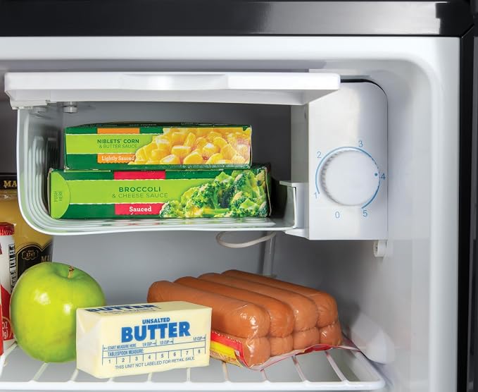 Igloo 1.6 Cu.Ft Mini Fridge with Freezer - Single Door Compact Refrigerator with Glass Shelves for Homes, Dorms & Offices - Keep Drinks & Frozen Foods Cool with Temperature Control Fridge - Platinum - Image 4