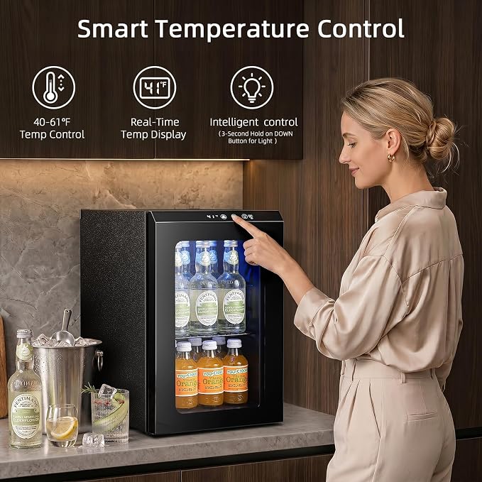 Antarctic Star 18L Mini Fridge Cooler 24Can, Beverage Refrigerator with Quiet Compressor, LED Light,Freestanding Small Fridge with Electronic Temperature Control for Home and Bar(40-61 ℉) - Image 4