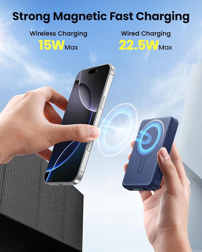 for Magsafe Battery Pack 12000mAh Magnetic Power Bank Portable Charger 20W USB C Fast Charging Wireless Charger for iPhone 17/16/15/14/13/12 - Image 2