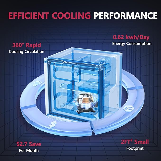1.7 Cu.Ft Mini Fridge with Freezer, Single Reversible Door Compact Refrigerator, Adjustable Thermostat&Energy Saving Mini Fridge for Bedroom, Dorm, Office, Low Noise, Silver - Image 6