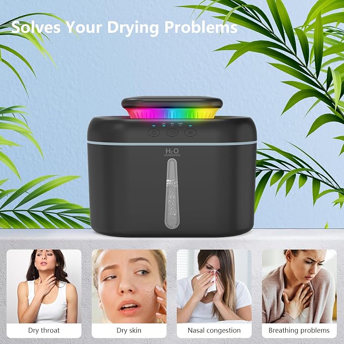 SZO Humidifiers for Bedroom, 2.5L Capacity, Auto Shut-Off, Easy to Fill & Clean, 16 dB Quiet Ultrasonic Humidifier for Large Room, Plants, Baby Nursery, Indoor, Night Light(Black) - Image 8