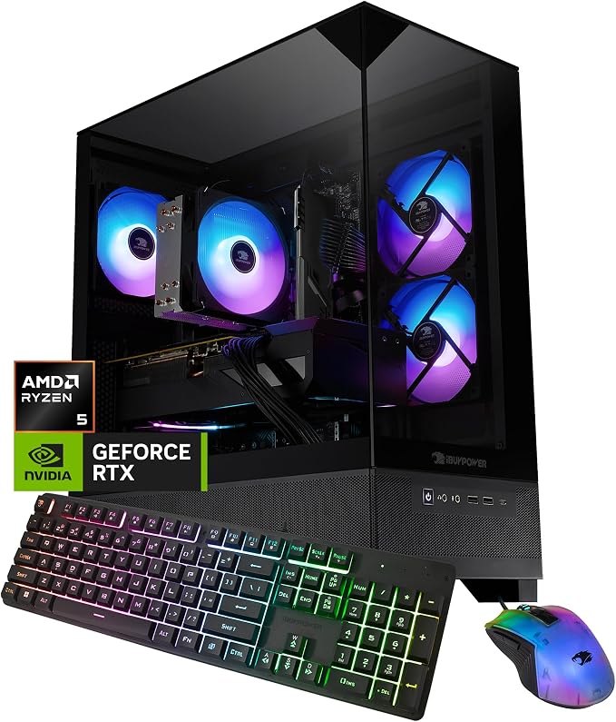 iBUYPOWER Element SE Gaming PC Desktop Computer AMD Ryzen 5 8400F CPU, NVIDIA GeForce RTX 3050 6GB GPU, 16GB DDR5 RAM, 1TB NVMe SSD, Windows 11 Home, Gamer Keyboard and Mouse - ESA5N3501 by iBUYPOWER
