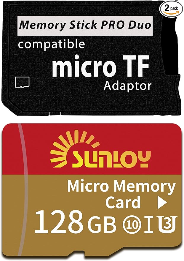 PSP Memory Stick Adapter with 128GB Micro SD Card, Micro SD/SDHC/SDXC to Memory by SUNLOY