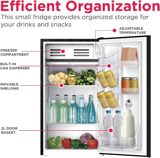 Frigidaire EFR331 Single Door Compact Refrigerator - Adjustable Thermostat Control - Reversible Doors - Front Blackboard, Write and Erase - Ideal for Dorm, Office, RV, Room - Black, 3.2 Cubic Feet - Image 4