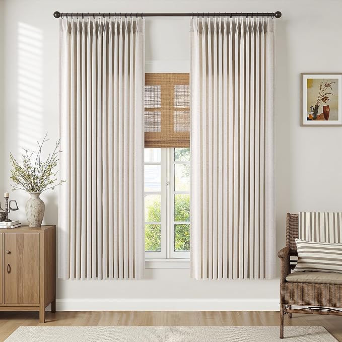 Memory Trained Pinch Pleated Curtains 72 Inches Long, Viral Linen Pinch Pleat - Image 2