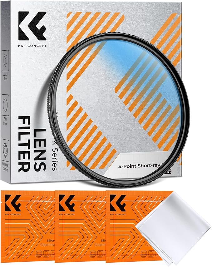 K&F CONCEPT 82mm Variable Short Line Star Lens Filter, Cross Screen Starburst by KFCONCEPT