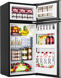 EUHOMY Mini Fridge with Freezer, 4.5 Cu.Ft Mini Refrigerator fridge, 2 door For Bedroom/Dorm/Office/Apartment - Food Storage or Cooling drinks, Silver by EUHOMY