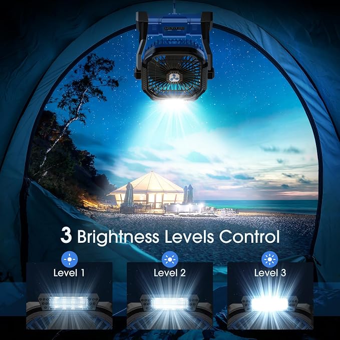 Portable Fan Rechargeable, Cordless Battery Powered Fan with LED Lantern 20000mAh, USB C Battery Operated for Travel Bedroom Home Camping Tent Office Beach Desk Picnic Barbecue Fishing Table - Image 4