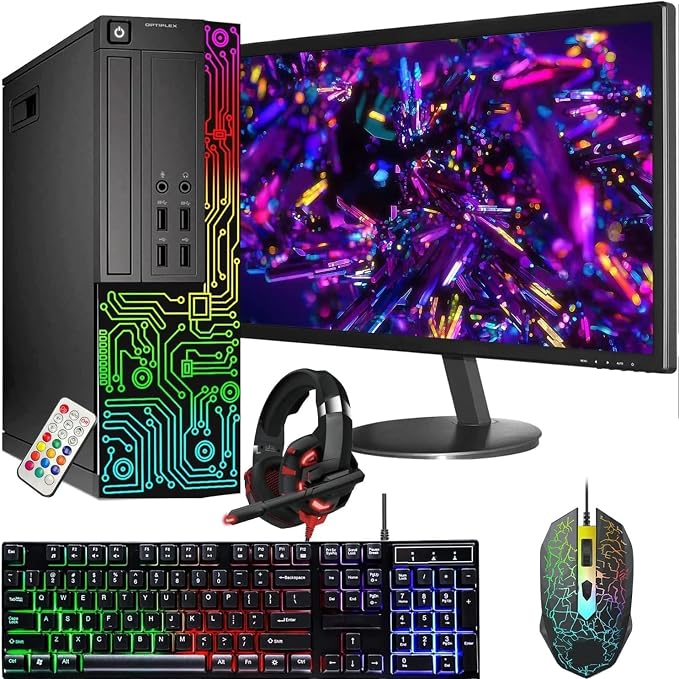 Dell OptiPlex PC,Core I7,24'' Monitor,16G RAM,512G SSD(Renewed) | RGB Desktop Computer PC,i7 up to 3.6G,24 inch FHD,WiFi,Webcam,Windows 11 Pro,Home or Office PC by Amazon+Renewed