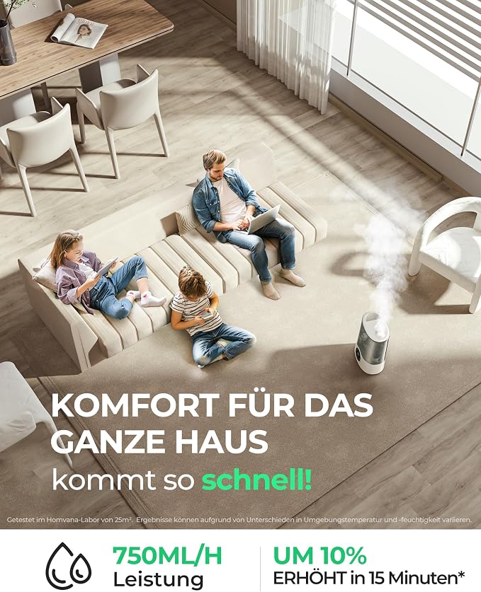 Homvana Humidifier Large Room, 7L (807ft²) Smart Warm and Cool Mist, Top-Fill Humidifiers for Bedroom Baby Nursery Grow Tent, Auto Adapt Mist Quick Air Humidity Indoor, Easy to Clean, Quiet, Diffusers - Image 9