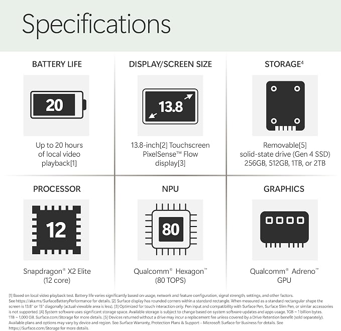 Microsoft Surface Laptop (2026), 13.8-inch Premium Performance Laptop, Snapdragon X2 Elite Processor, Touchscreen Display, 16GB RAM, 1TB SSD Storage, Windows 11 Copilot+ PC Built for AI, Jade - Image 9
