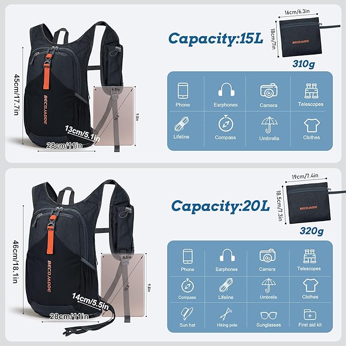 BECOJADDE 15L Small Hiking Backpack - Image 4
