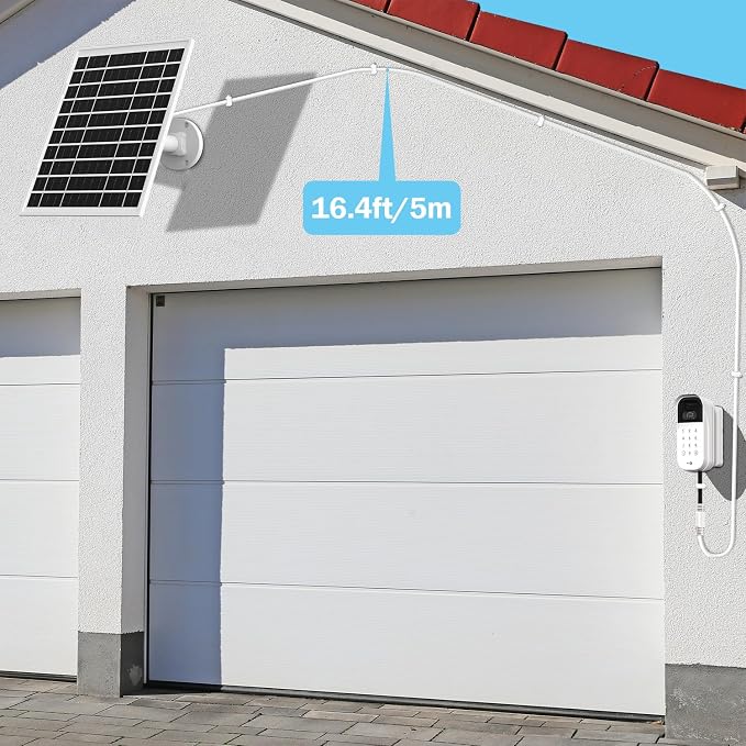 iTODOS 6W Solar Panel for myQ Smart Garage Door Video Keypad, 16.4Ft Outdoor - Image 2